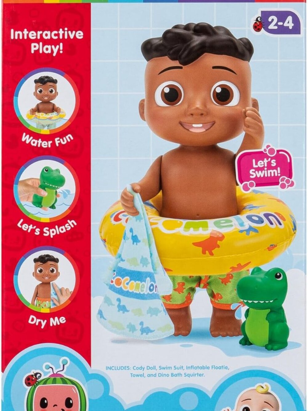 CoComelon - Splish Splash Cody Doll with Dino Bath Squirter